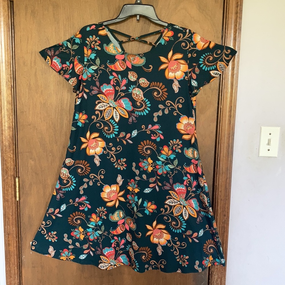 Harlow & Rose dress floral print pullover soft with stretch casual boho M - Picture 15 of 17